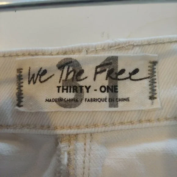 Free People We The Free Brea Distressed Denim Skirt Frayed Hem Deco White 31 Nwt - Picture 6 of 8